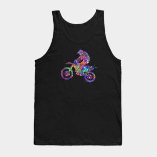 Motocross dirt bike watercolor art Tank Top